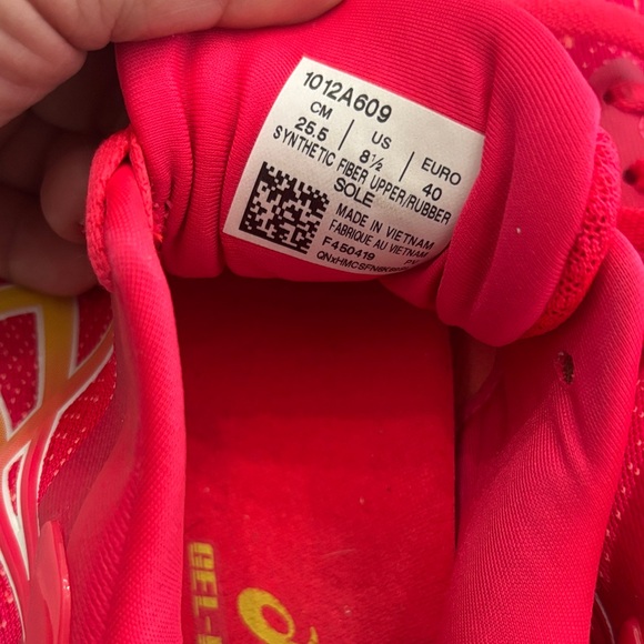 ASICS Vibrant Red and Yellow Athletic Shoes - Picture 5 of 6